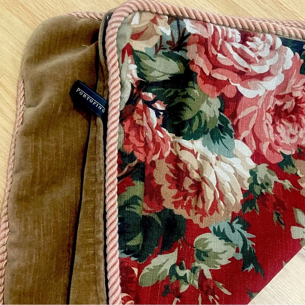 Vintage Pirtofino Linen Velvet Floral Pillow Cover 20”
